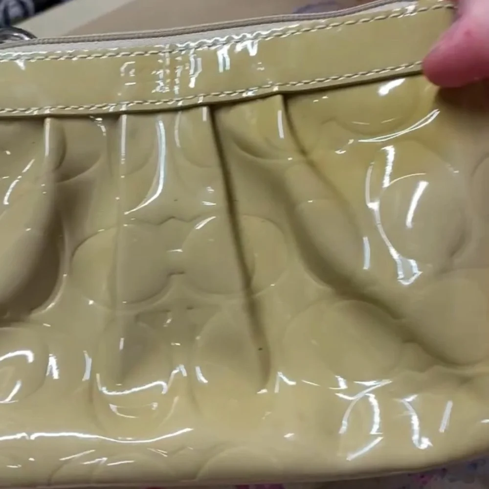 Custom dyed patent leather Coach wristlet - Tortoise shell - Picture 3 of 5